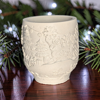 Handmade Concrete Winter Jar | Christmas Candle Vessel, DIY Paintable Planter &amp; Holiday Storage Jar | Set of 1 or 2