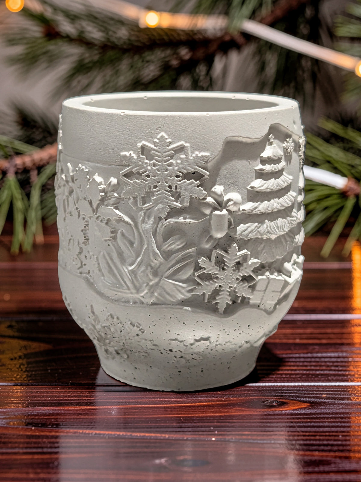 Handmade Concrete Winter Jar | Christmas Candle Vessel, DIY Paintable Planter &amp; Holiday Storage Jar | Set of 1 or 2