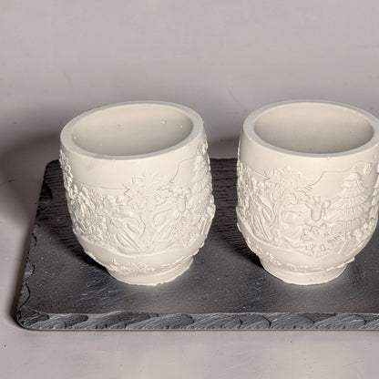 Handmade Concrete Winter Jar | Christmas Candle Vessel, DIY Paintable Planter &amp; Holiday Storage Jar | Set of 1 or 2