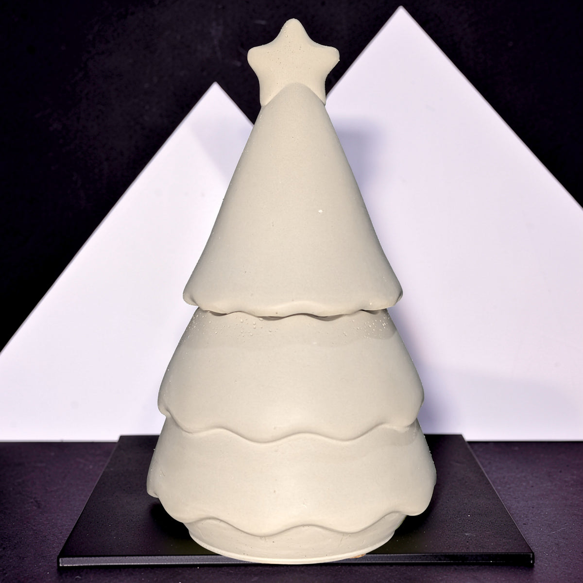 Handmade Concrete Christmas Tree Jar with Star Lid | 3oz Holiday Candle Vessel, Festive Trinket Dish &amp; Modern Winter Decor