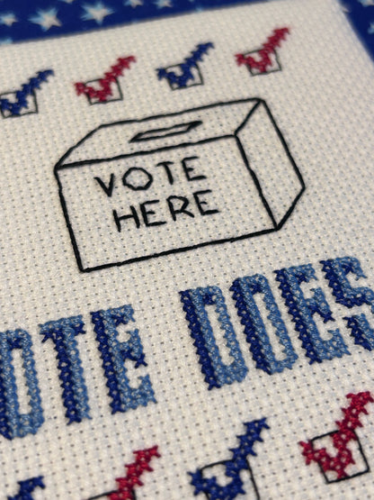 Polls Don’t Count Your Vote Does cross stitch pattern