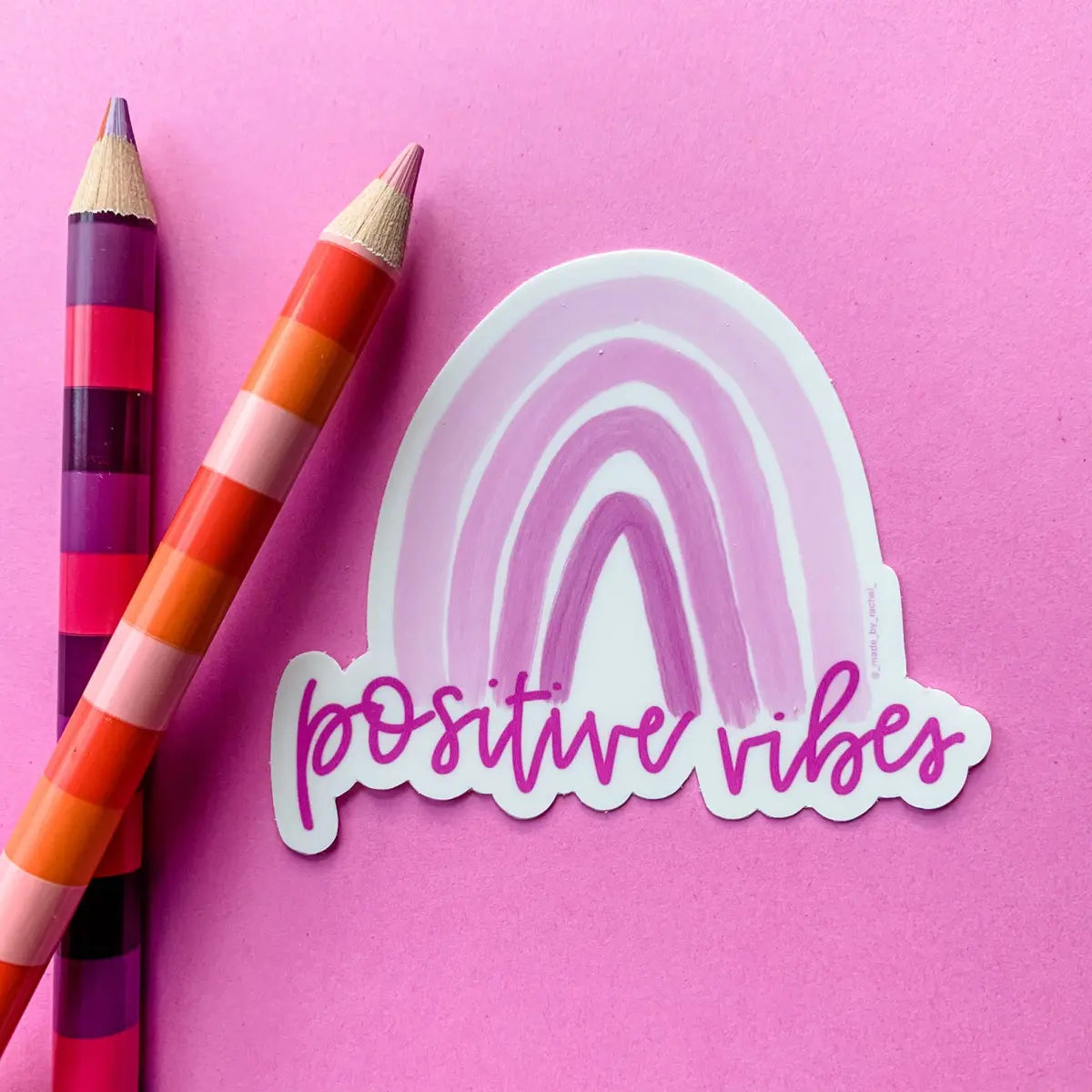 Positive Vibes pink ombre rainbow sticker