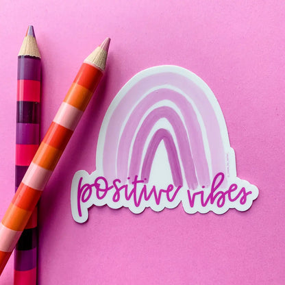 Positive Vibes pink ombre rainbow sticker