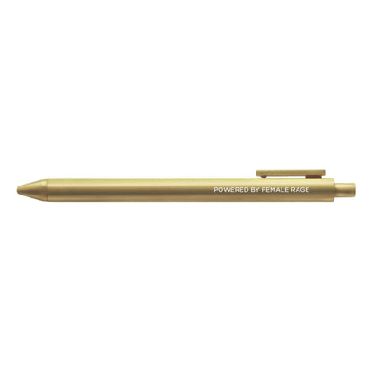 Powered by female rage pen detail — feminist desk pen by indie artist MangoIllustrated