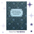 Profanity floral softcover journal with dark teal floral tile pattern and scalloped pale ice blue label reading mind your own fucking business, front cover view