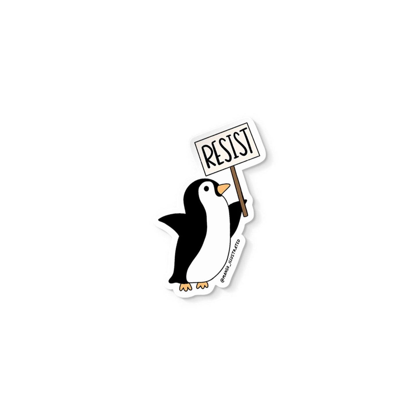 Protesting Penguin sticker - MangoIllustrated - Sticker
