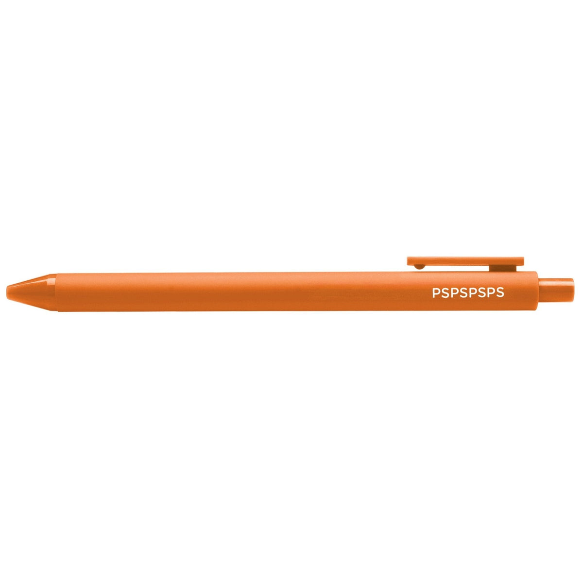 PSPSPSPS pen — orange barrel with bold white lettering, 0.5mm fine point, by MangoIllustrated