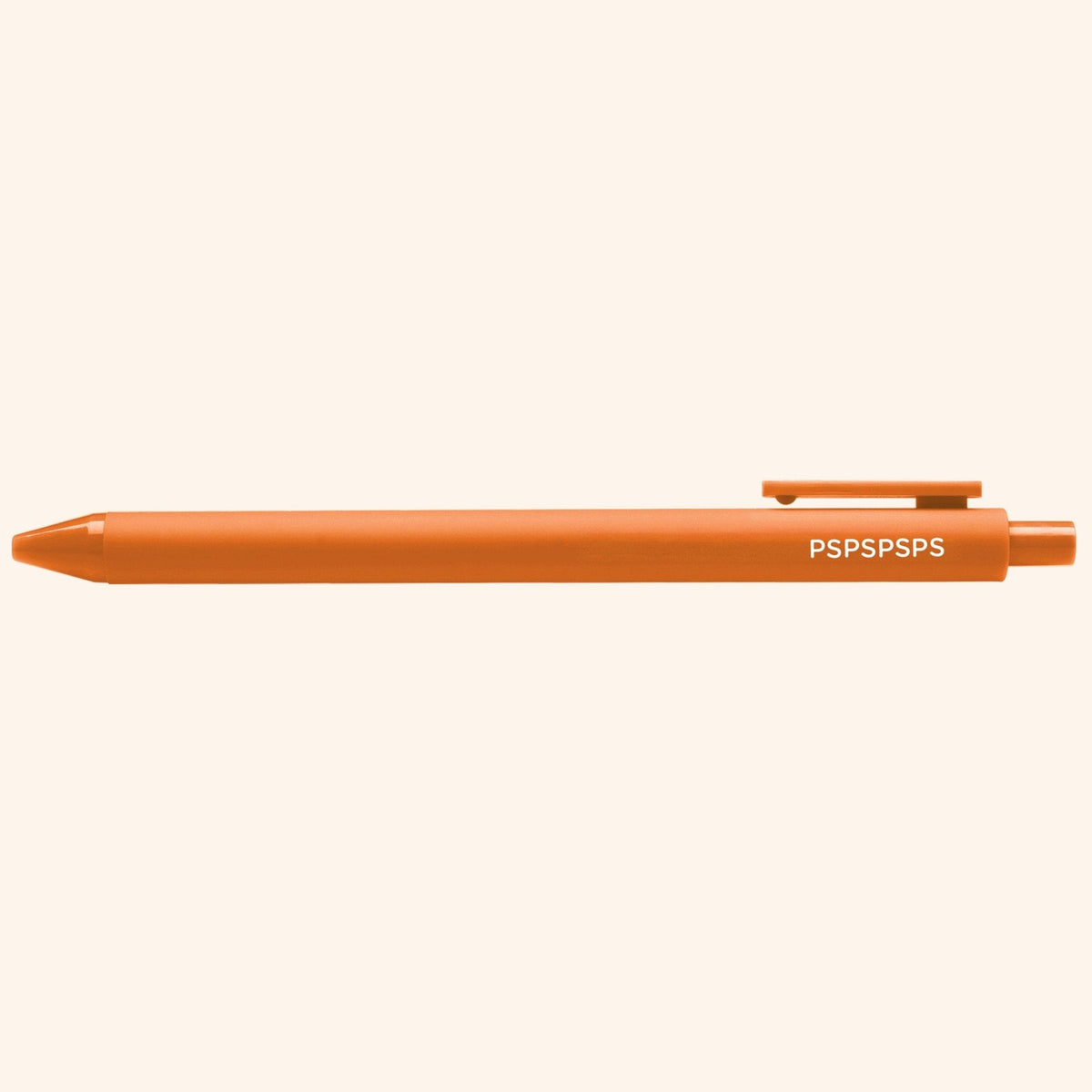 PSPSPSPS pen flat lay — funny cat parent desk pen on a white background by indie artist MangoIllustrated