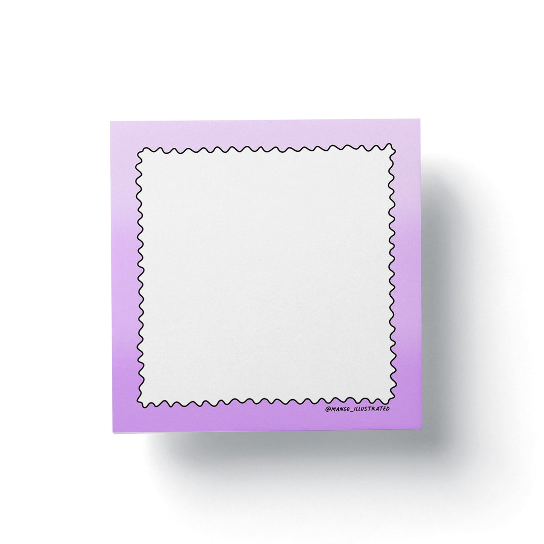 Purple Gradient Squiggle Sticky Notes — ombre violet sticky pad with a wavy squiggle border, 3 x 3 in, by MangoIllustrated