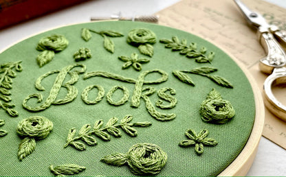 Books monochrome embroidery // PDF Pattern Download 4" Hoop