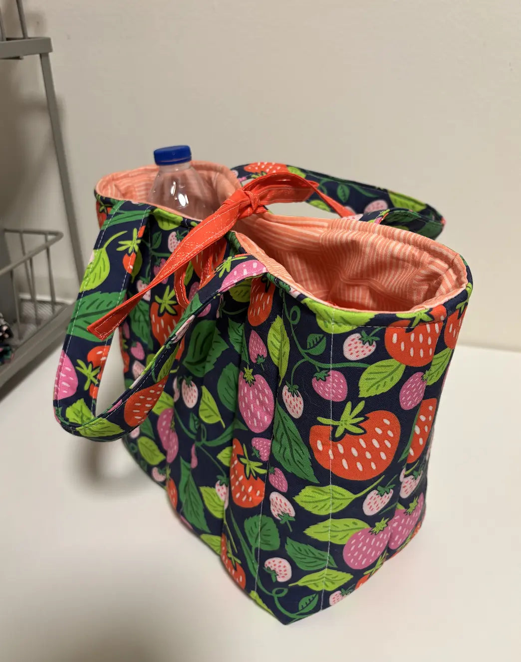 Quilted Tote Bag with Tie Closure