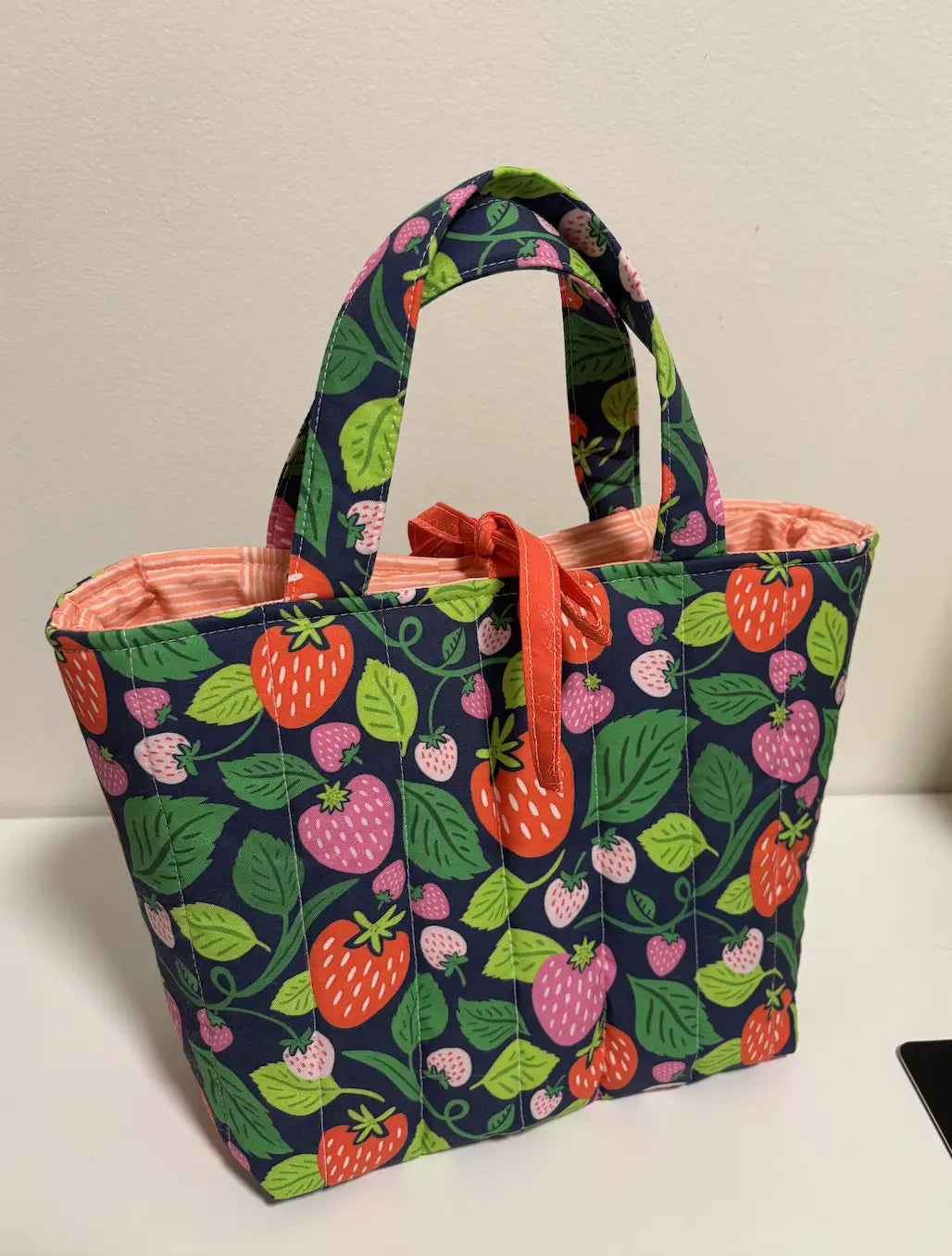 Quilted Tote Bag with Tie Closure