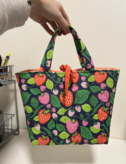 Quilted Tote Bag with Tie Closure