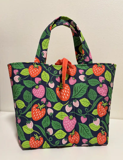 Quilted Tote Bag with Tie Closure