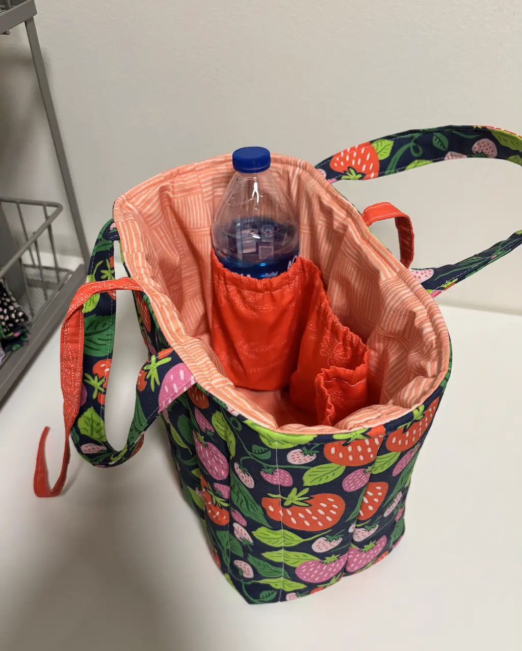 Quilted Tote Bag with Tie Closure