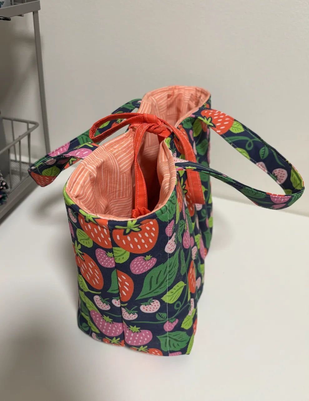 Quilted Tote Bag with Tie Closure