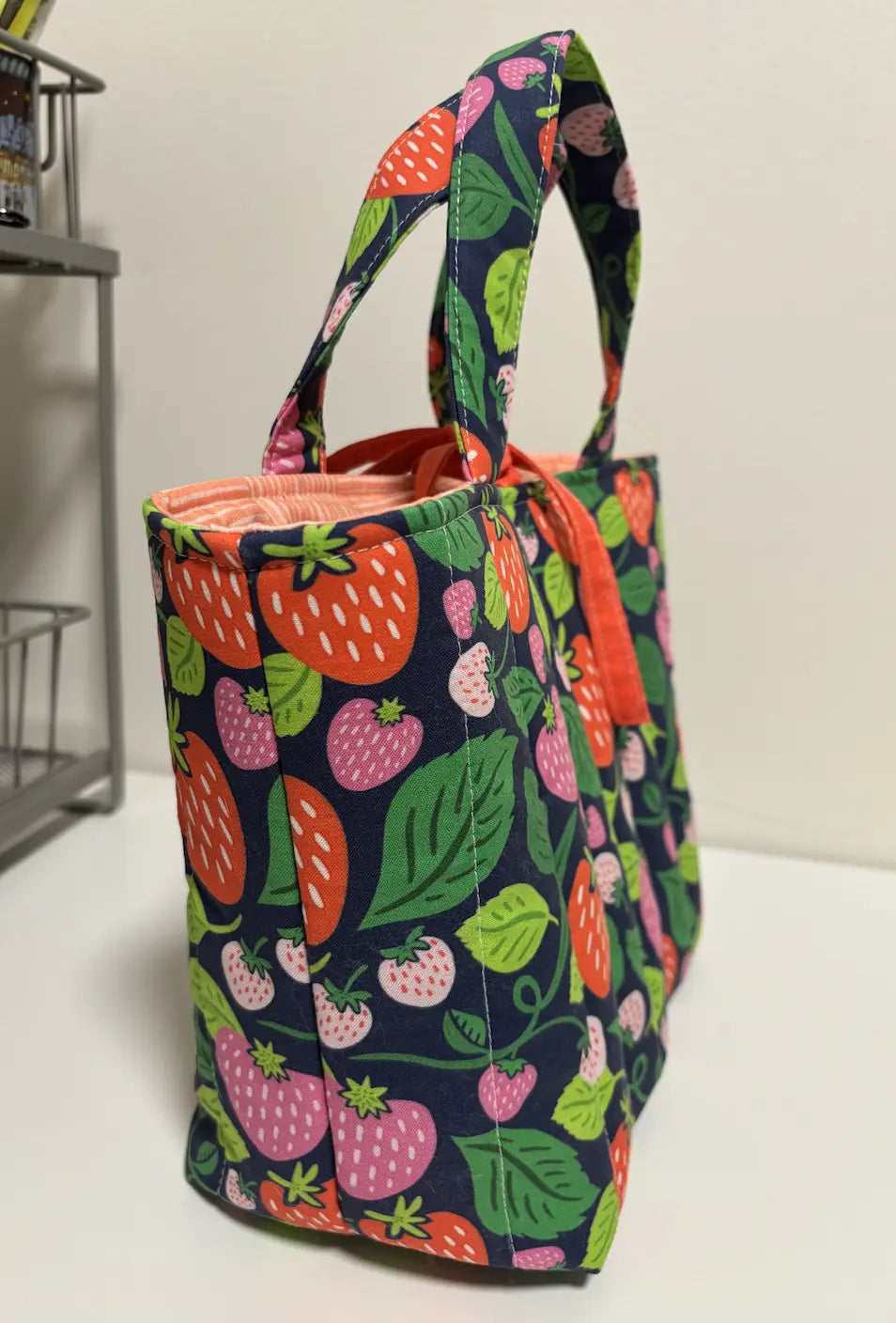 Quilted Tote Bag with Tie Closure