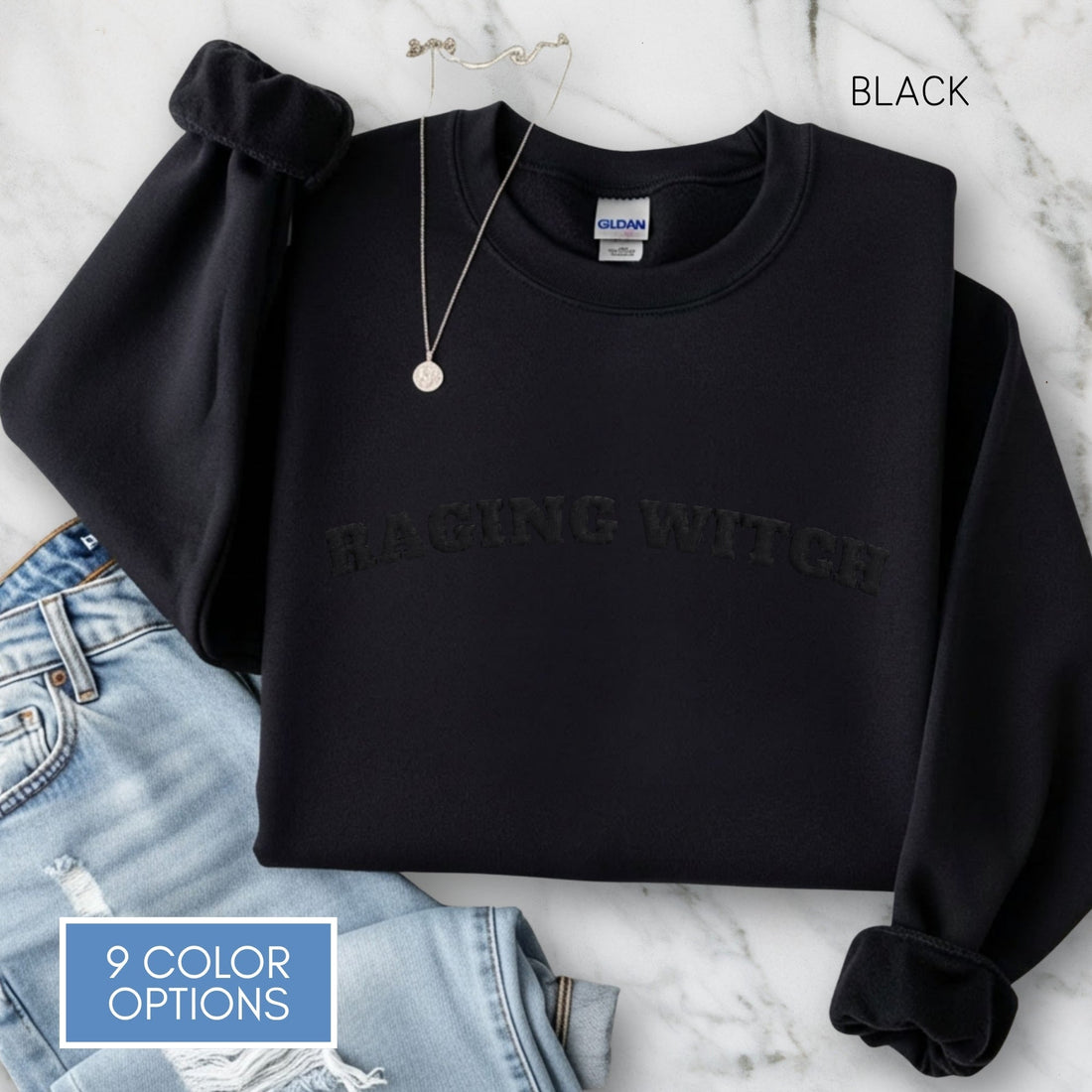 raging-witch-puff-print-unisex-crewneck-sweatshirt-activist-witchy-fall-feminist-apparel-black