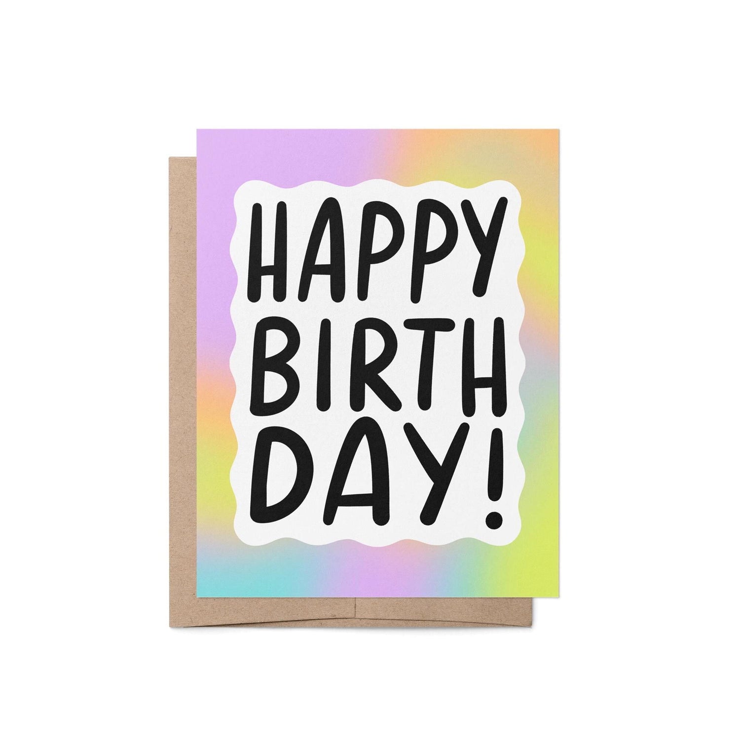 Rainbow gradient happy birthday card - MangoIllustrated - Greeting Cards