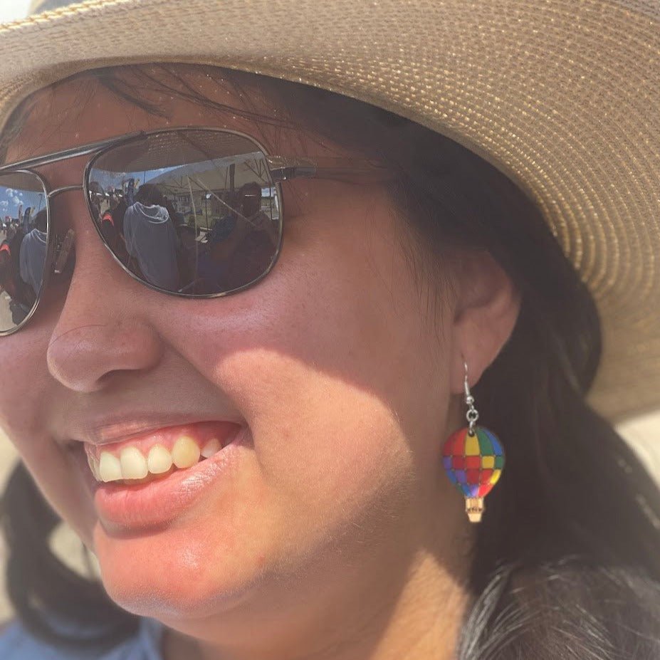 Rainbow Hot Air Balloon Earrings - - Cate&
