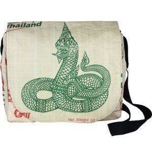 sustainable messenger bag - serpent design