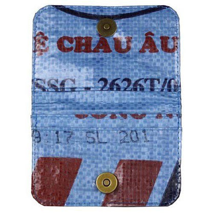 recycled feed bag cardholder - blue