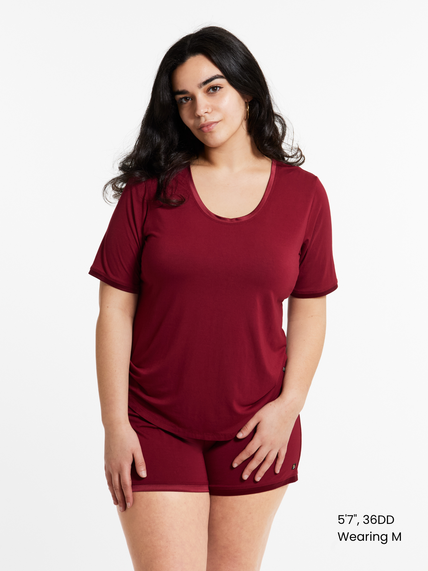Scoop-neck T Shorts Set (with built-in support)