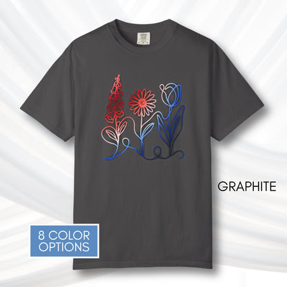 red-white-and-blue-foxglove-daisy-tulip-unisex-crewneck-tee-comfort-colors-tshirt-subtle-anti-trump-apparel-graphite