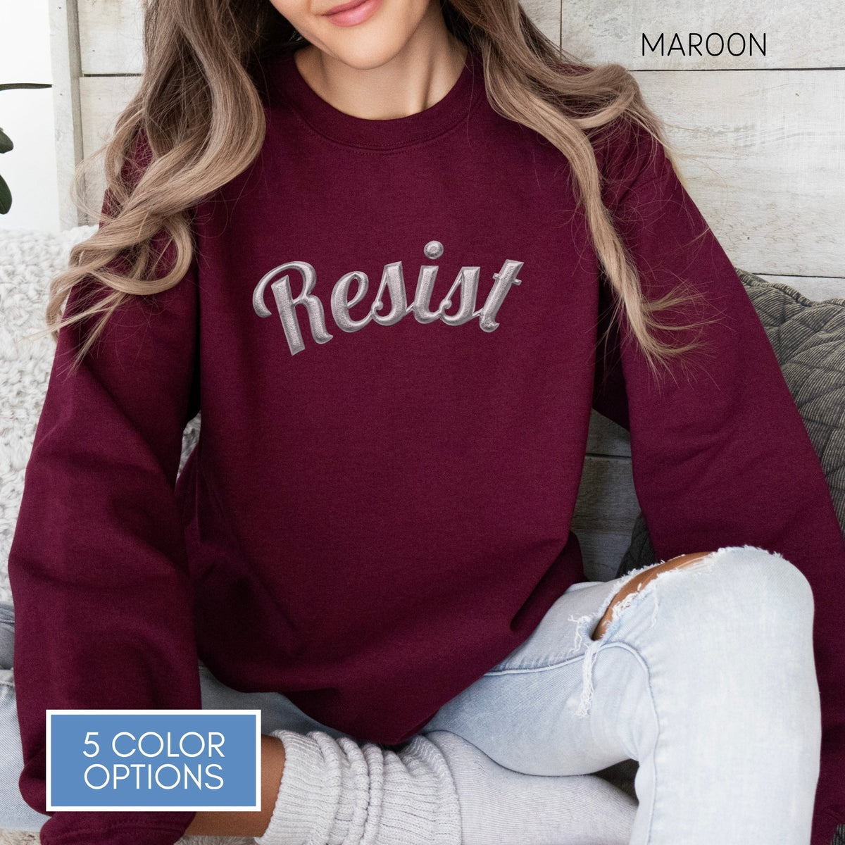 resist-puff-print-unisex-crewneck-sweatshirt-democratic-activist-pullover-resistance-apparel-maroon