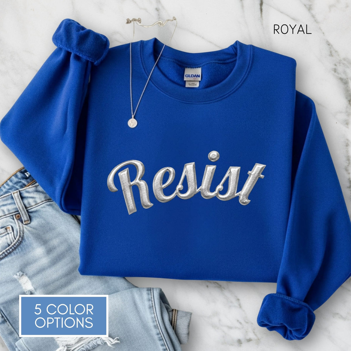 resist-puff-print-unisex-crewneck-sweatshirt-democratic-activist-pullover-resistance-apparel-royal-blue