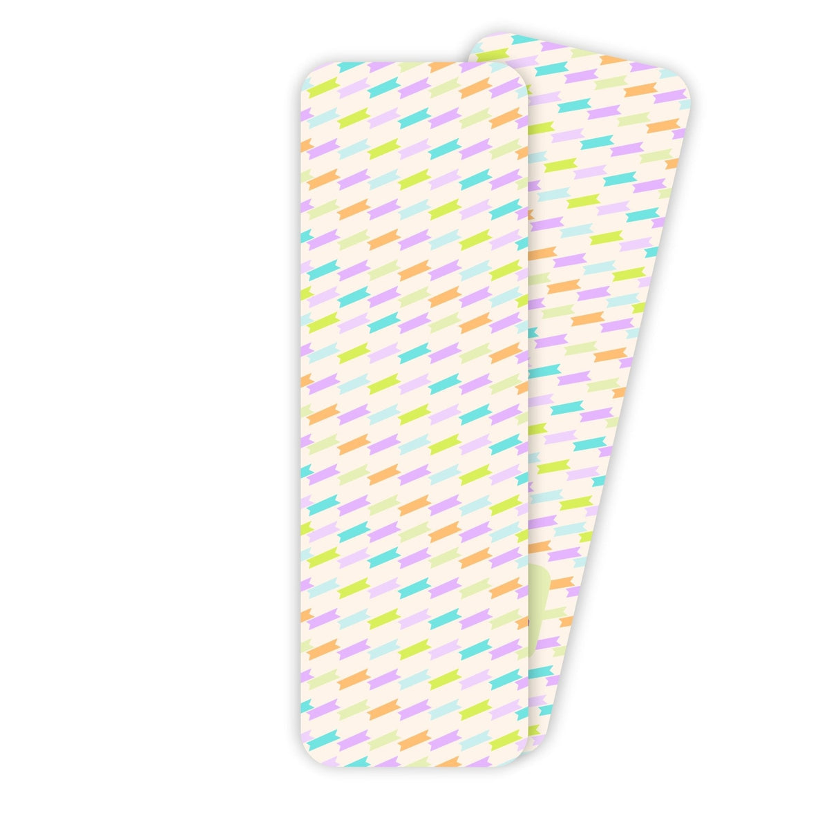 Retro Neon Ribbons Bookmark — neon diagonal ribbon stripes in rainbow colors, 2x6 in, by MangoIllustrated