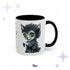 Chibi werewolf coffee mug in 11 oz, black-handled accent mug with fuzzy monster art