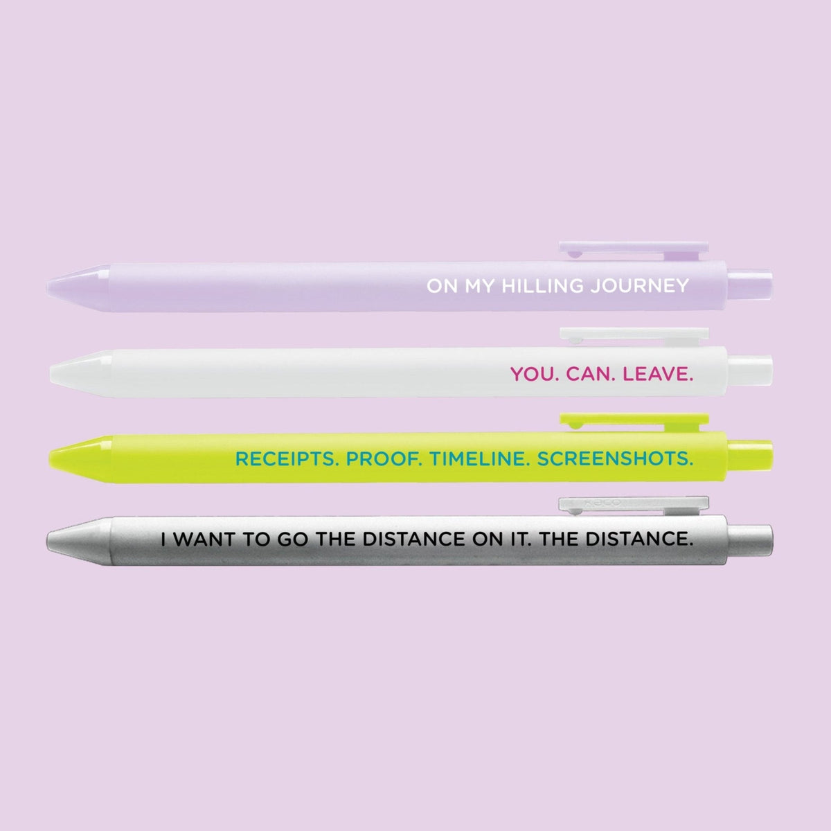 RHOSLC Pen Set close-up — 0.5mm fine point gel pen set for the desk by indie artist MangoIllustrated