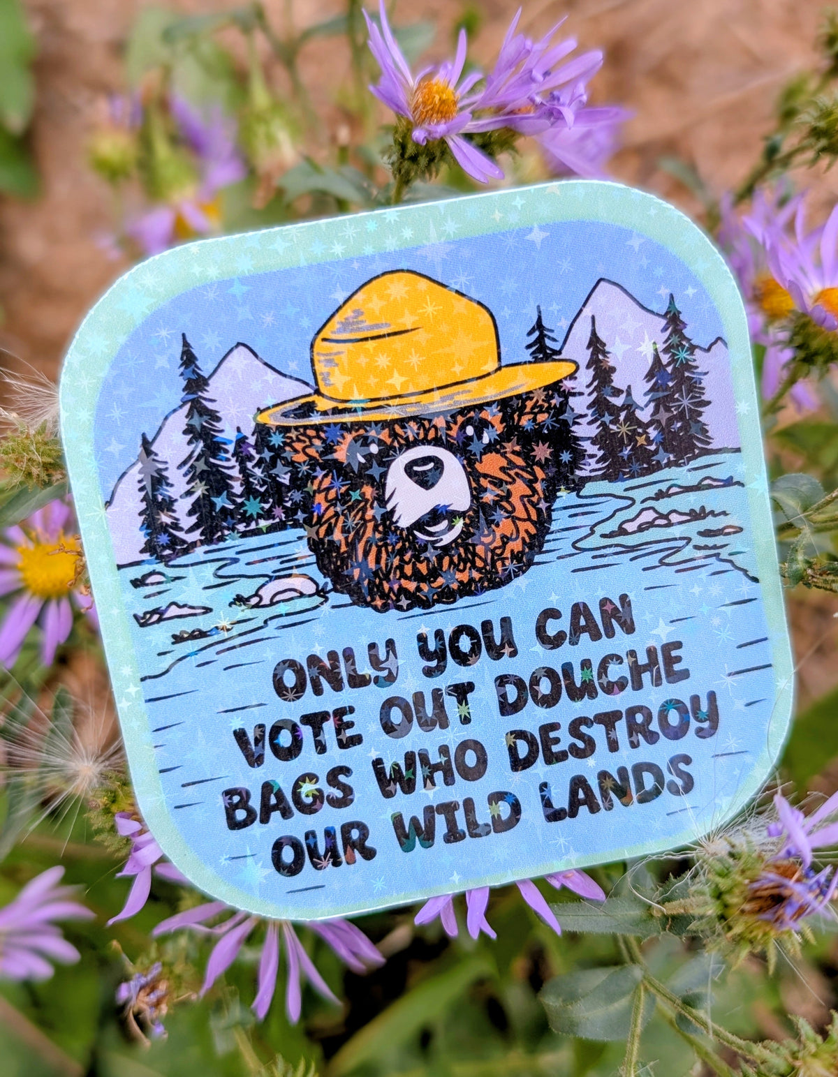 Support Wildland Firefighters, Climate Change, Protect Our Public Lands Glitter Vinyl Sticker