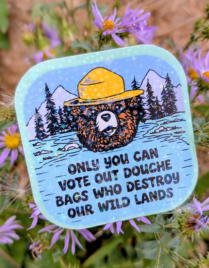 Support Wildland Firefighters, Climate Change, Protect Our Public Lands Glitter Vinyl Sticker