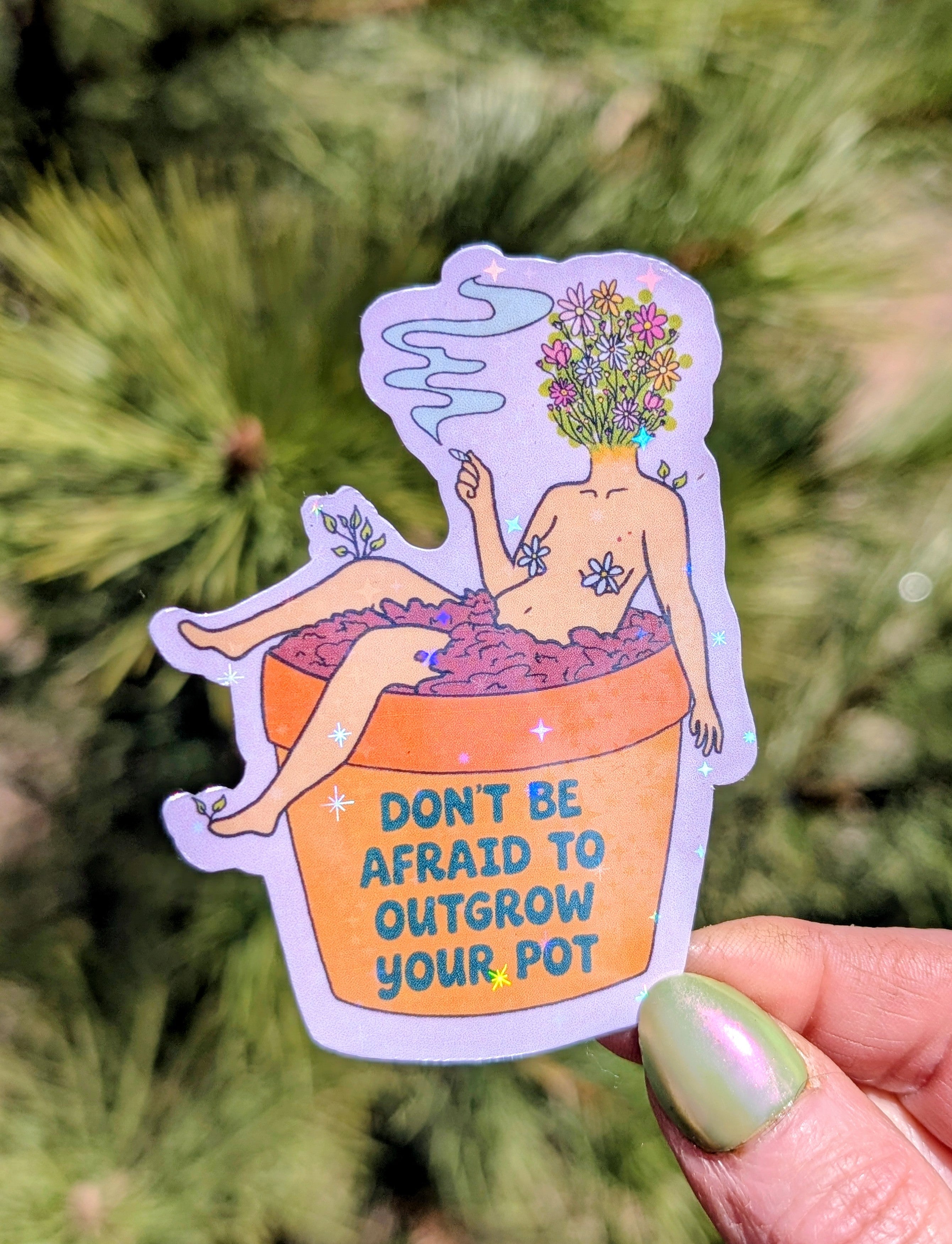 Outgrow Your Pot Feminist Vinyl Sticker