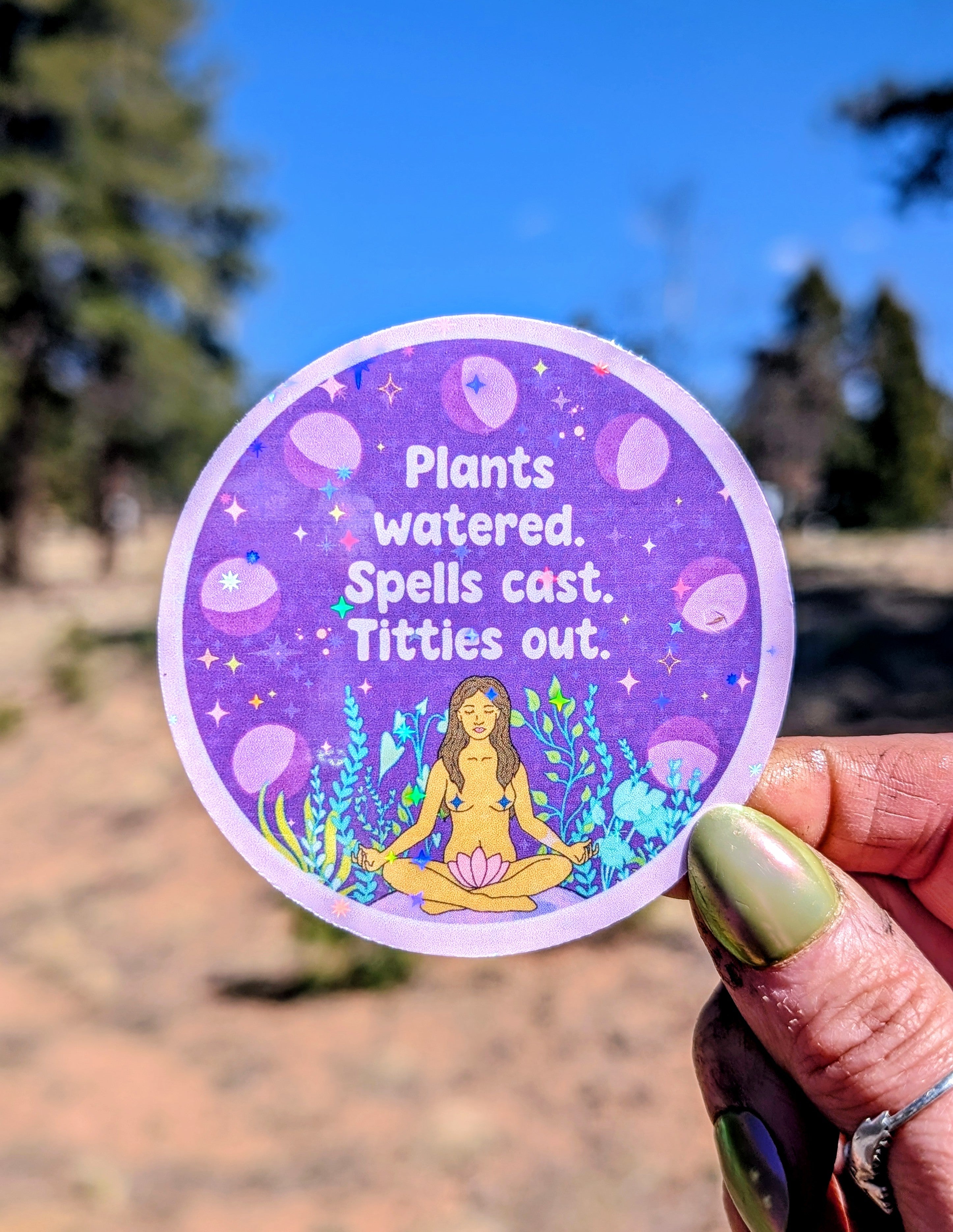 Feminist Witch Gardener Glitter Vinyl Sticker