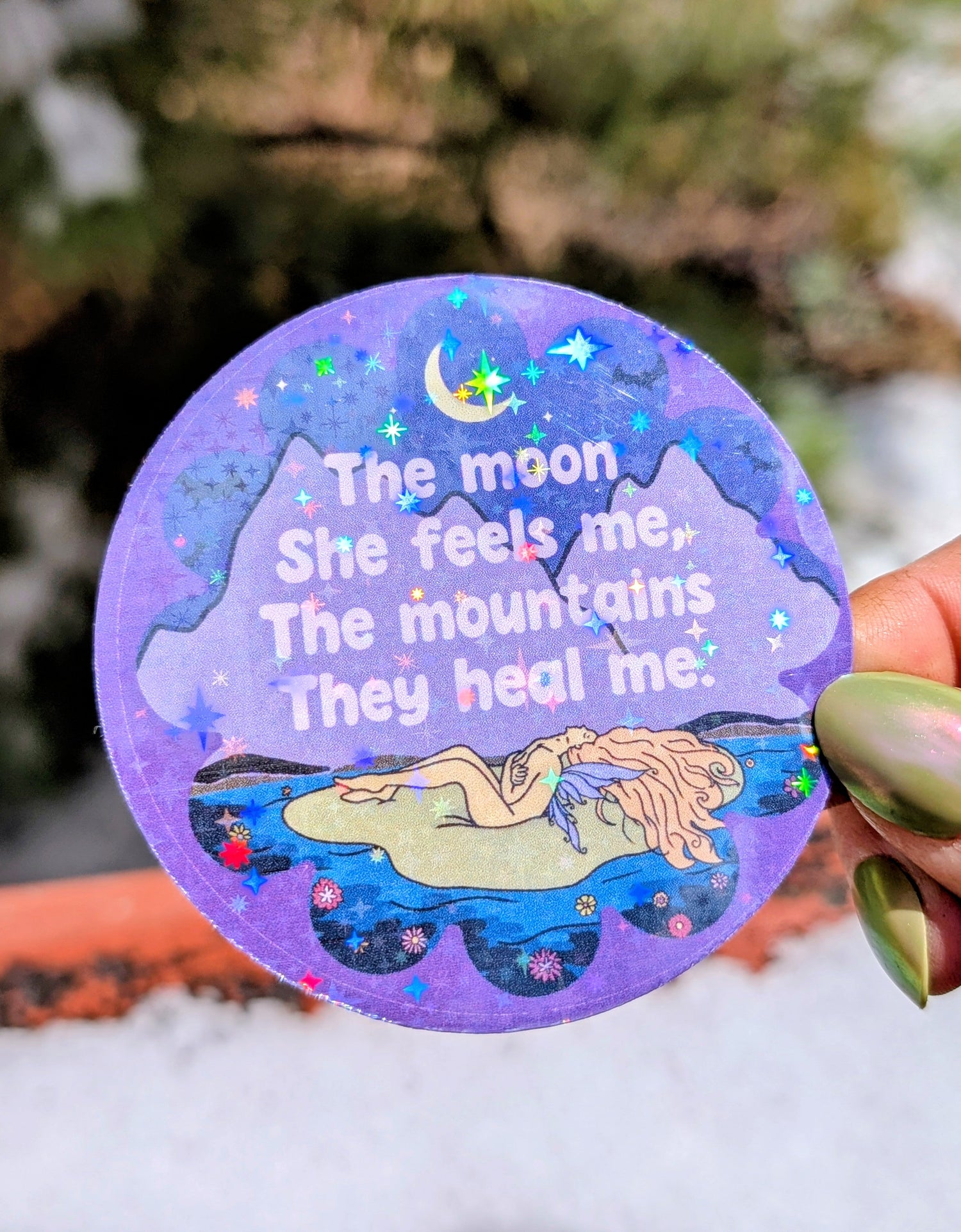 Moon Lover Mountain Witch Inspirational Feminist Vinyl Sticker