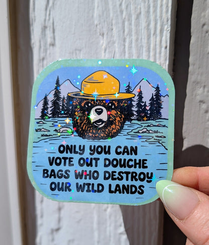 Support Wildland Firefighters, Climate Change, Protect Our Public Lands Glitter Vinyl Sticker