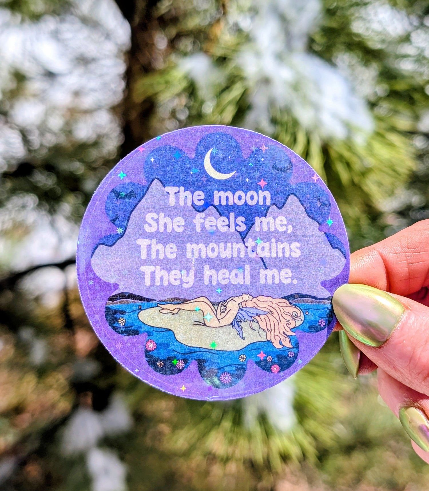 Moon Lover Mountain Witch Inspirational Feminist Vinyl Sticker