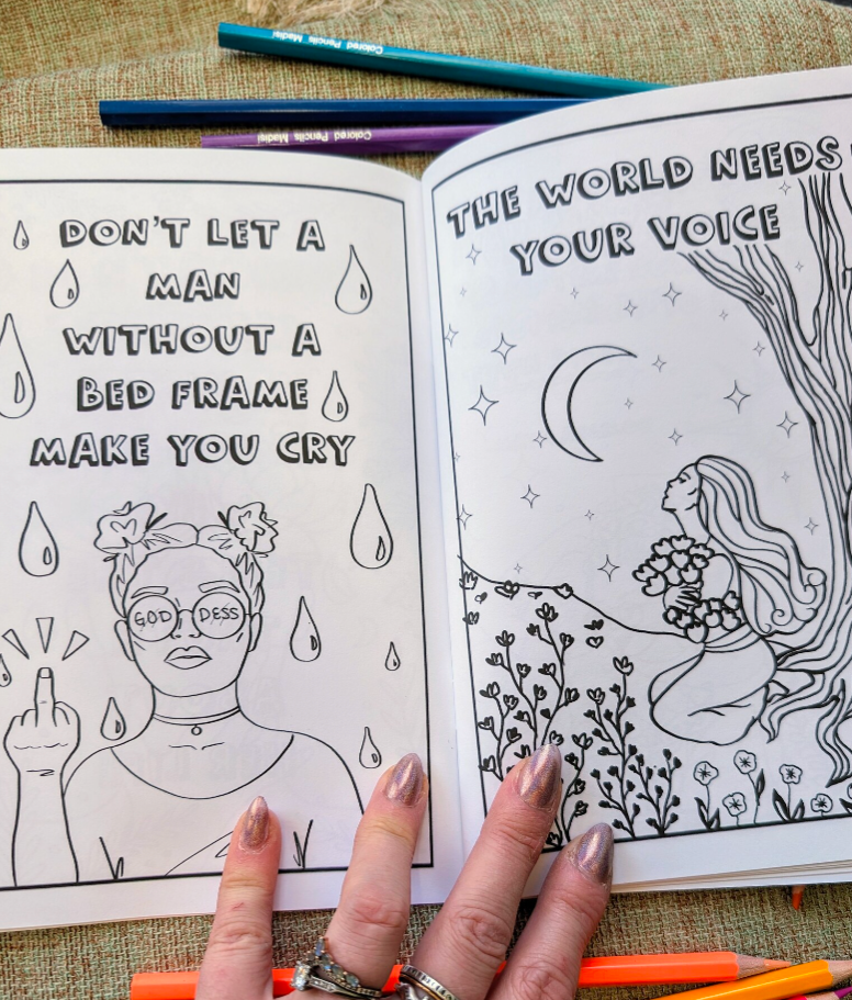Badass Woman Feminist Coloring Book and Sticker Gift Pack