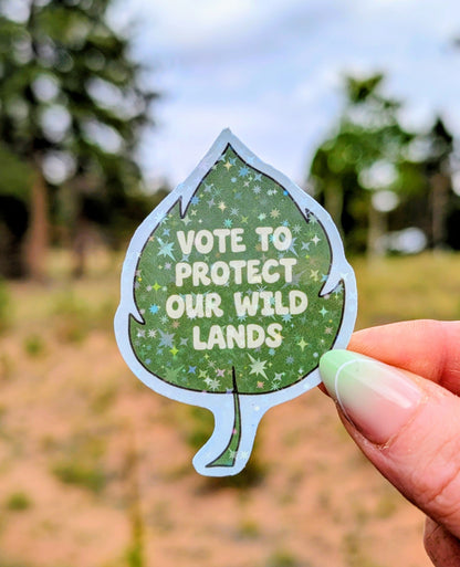 Support Wildland Firefighters, Climate Change, Protect Our Public Lands Glitter Vinyl Sticker
