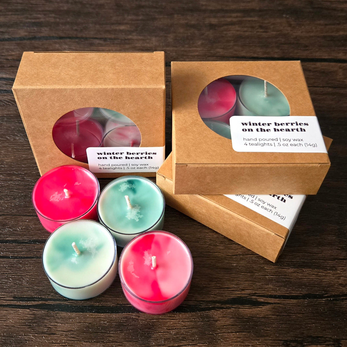Winter Berries on the Hearth Tealight Candles