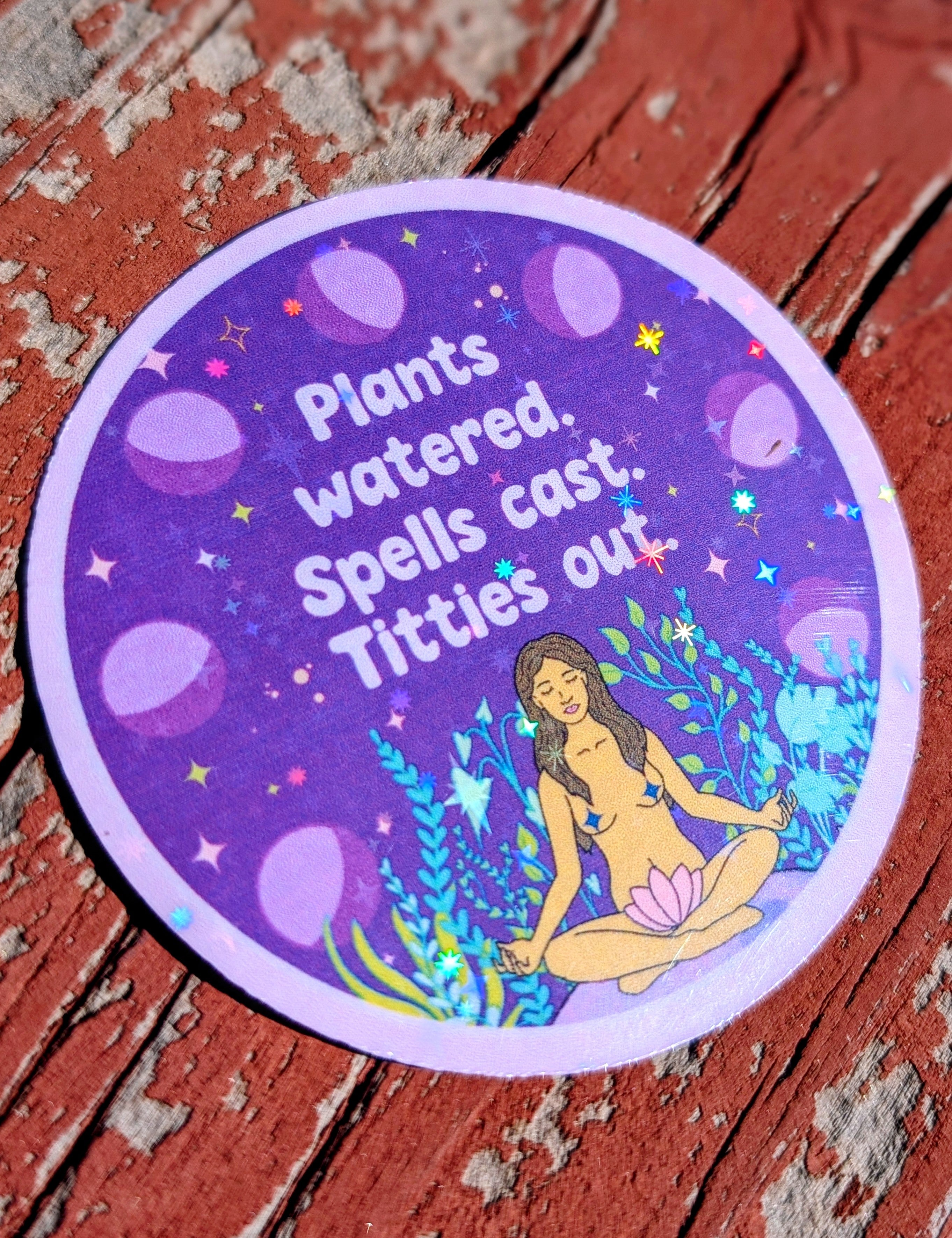 Feminist Witch Gardener Glitter Vinyl Sticker