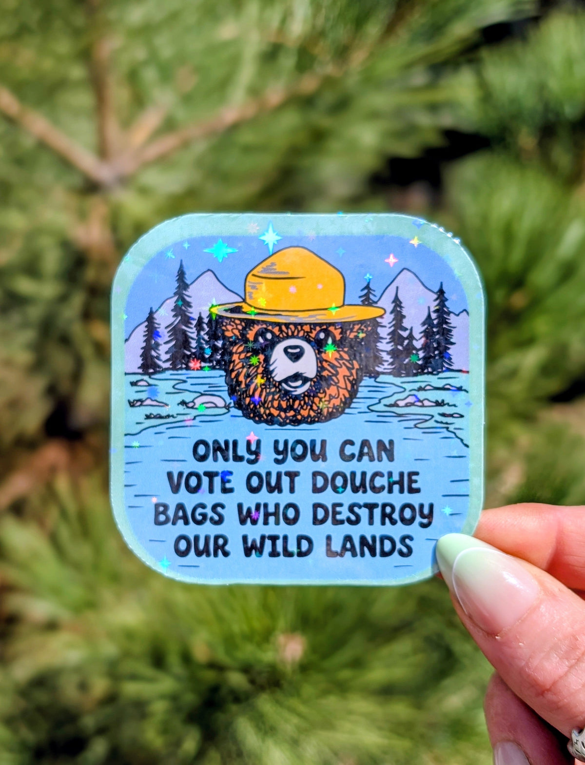 Support Wildland Firefighters, Climate Change, Protect Our Public Lands Glitter Vinyl Sticker