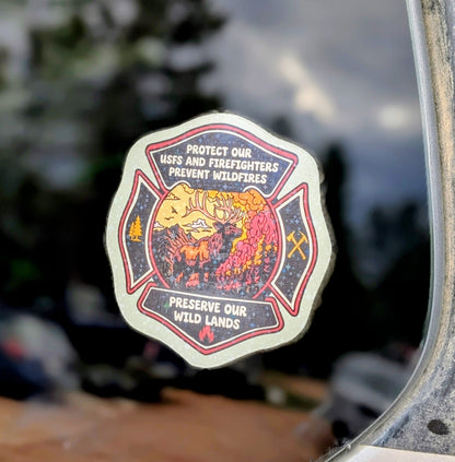 Support Wildland Firefighters, Climate Change, Protect Our Public Lands Glitter Vinyl Sticker