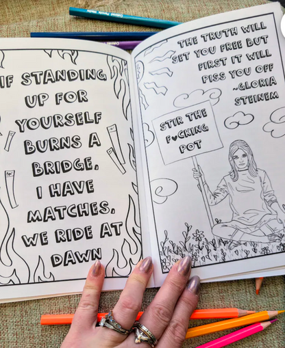 Badass Woman Feminist Coloring Book and Sticker Gift Pack