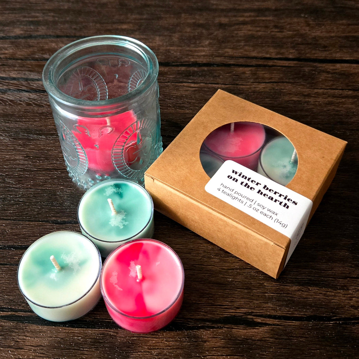 Winter Berries on the Hearth Tealight Candles