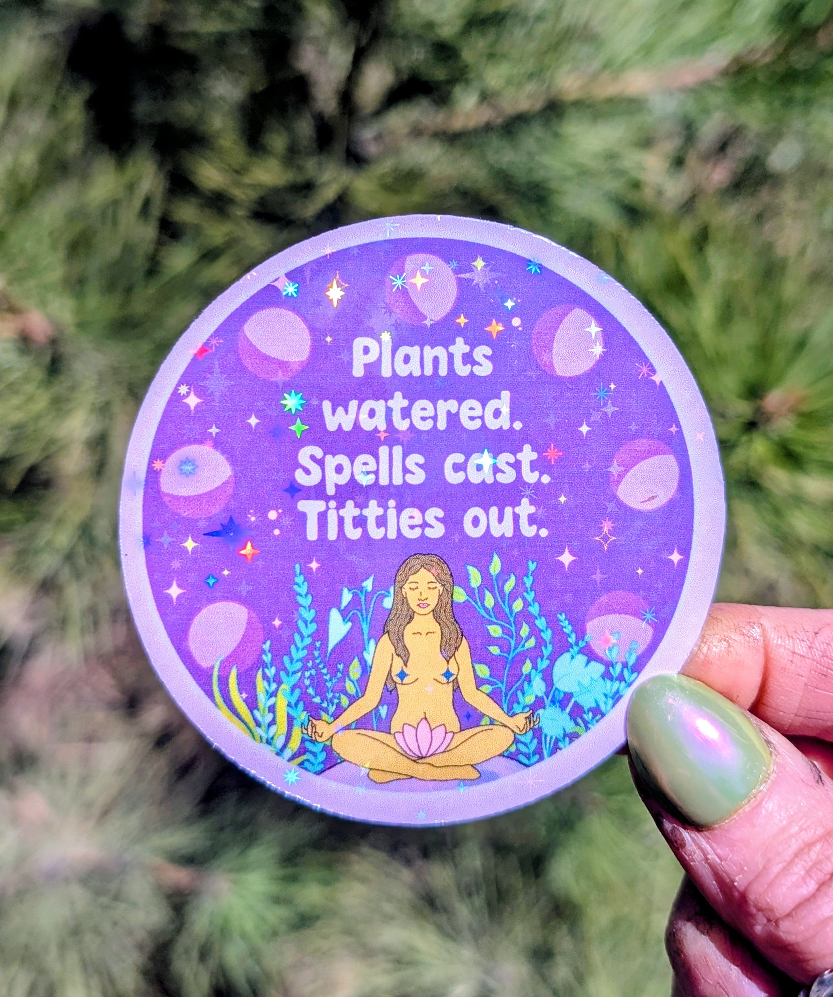Feminist Witch Gardener Glitter Vinyl Sticker