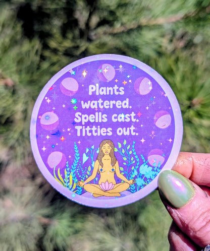 Feminist Witch Gardener Glitter Vinyl Sticker